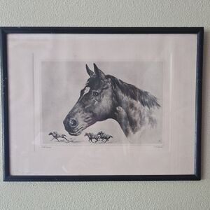 Vintage HILL PRINCE Drypoint Litho Print R.H. Palenske Horse Equine Legends